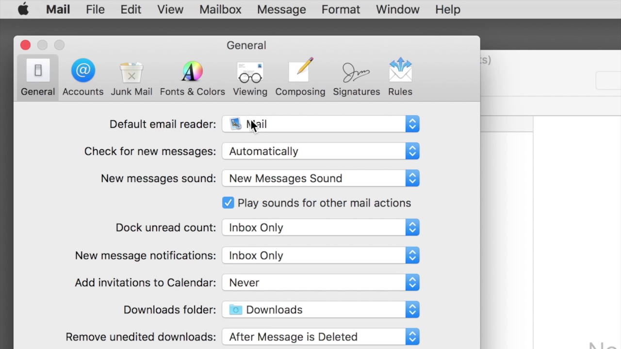 change the default text for mac mail messages
